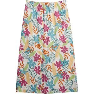 Hot Cotton Womens Floral Linen Maxi Skirt Size M Tropical Boho Resort Casual